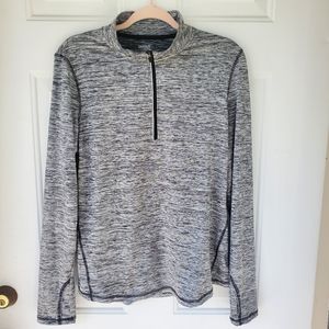 Danskin Now Black/Heather Gray Semi Fitted 1/4 Zip Pullover Size Large Woman's